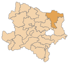 Lage des Bezirks Mistelbach im Bundesland Niederösterreich (anklickbare Karte)