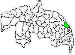 Mandal map of Guntur district showing Kollipara mandal (in green)