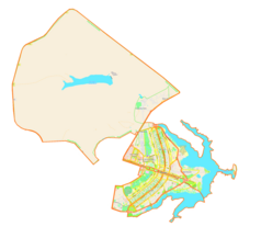 Mapa konturowa Brasíli, na dole nieco na prawo znajduje się punkt z opisem „Brasília”