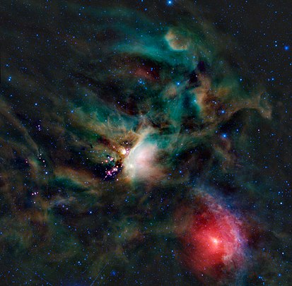 Infrared light veiw of Rho Ophiuchimolecular cloud complex from NASA.