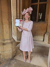 Jenkyns receiving her DBE insignia in 2023 AndreaJenkynsDBEMP.jpg