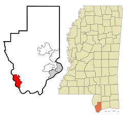 Location of Pearlington, Mississippi