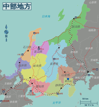 中央高地 (日本)の地図