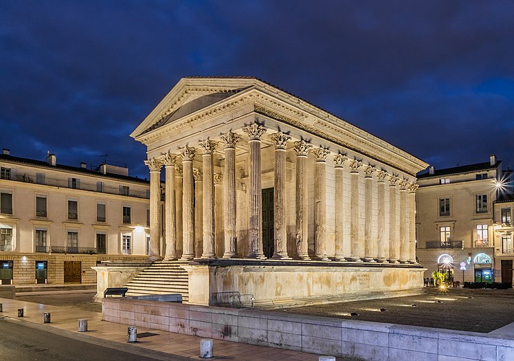 Maison Carrée, a Roman temple located in modern France.