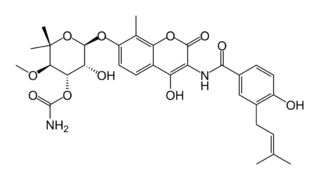 Aminocoumarin class of antibiotic chemical compounds