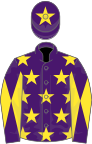 Purple, Yellow stars, diabolo on sleeves and star on cap