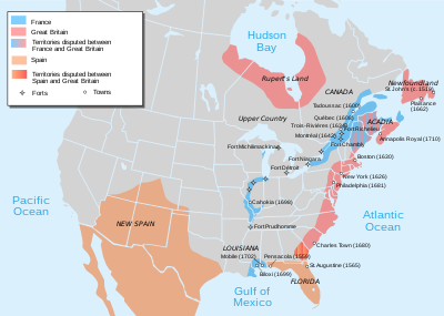 Territórios Franceses e Ingleses na América do Norte