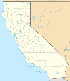 Mapa konturowa Kalifornii, na dole znajduje się punkt z opisem „California Instituteof the Arts”