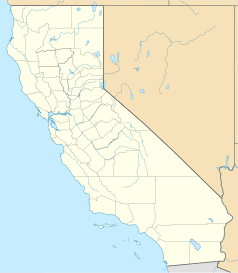 Mapa konturowa Kalifornii, na dole znajduje się punkt z opisem „Simi Valley”