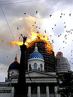 Community Pick Award (51 votes in the voting). Trinity Izmailov Cathedral in fire, 25 August 2006. Author: Oleg Syromyatnikov.