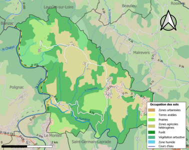 Carte en couleurs des infrastructures et de l'occupation des sols de la commune.