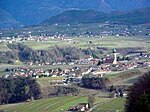 Le frazioni di San Paolo (in primo piano) e Cornaiano, viste dal castello Boymont