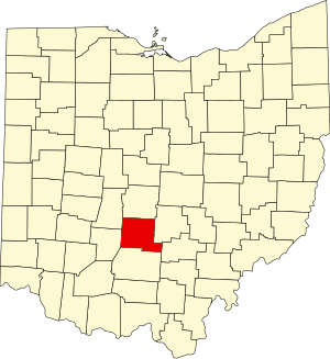 Map of Ohio highlighting Pickaway County