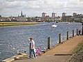 The river Irvine with the town in the background.