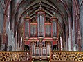 Close-up of the pipe organ