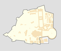 Mapa konturowa Watykanu, blisko centrum na lewo znajduje się punkt z opisem „Radio Watykańskie”