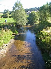 Photographie en couleurs d'un ruisseau entre deux rives enherbées.