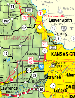 KDOT map of Leavenworth County (legend)