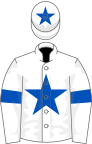 White, royal blue star, armlets and star on cap