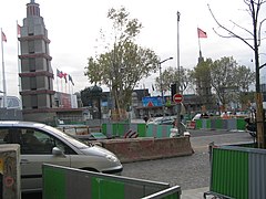 La porte de Versailles pendant les travaux du tramway T3a, le 1er décembre 2005.