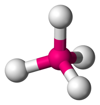 <span class="mw-page-title-main">Tetrahedral molecular geometry</span> Central atom with four substituents located at the corners of a tetrahedron