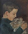 Porträt von Henry L. Stimson mit einer Katze