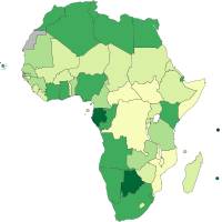 Map of Africa by 2020 nominal GDP per capita (USD)