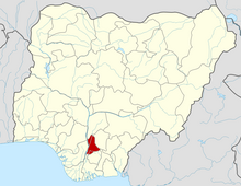 Awka is located in Anambra State which is shown here in red.