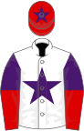 White, Purple star, Purple and Red halved sleeves, Red cap, Purple star