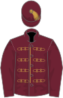 CLARET, GOLD braid, CLARET sleeves, GOLD cap