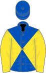 Royal blue and yellow diabolo, yellow sleeves, royal blue cap
