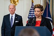 Young with President Joe Biden in the State Dining Room of the White House on March 28, 2022 P20220328CF-0083 (52065246700).jpg