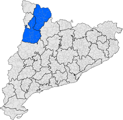 A map of Catalonia showing the location of the Pallars