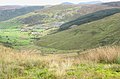 The head of Cwm Machno, the village and quarry in the background.