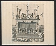 Anjou's coronation on stage - 1582 (Print Room of the University of Antwerp)