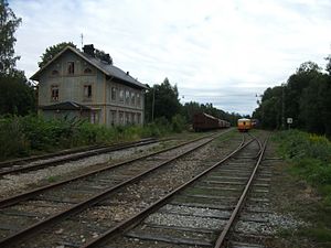 Den tidigare stationsbyggnaden i Kärrgruvan, numer vandrarhem