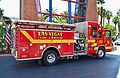 A Pierce Quantum operated by Las Vegas Fire & Rescue; note the "PARAMEDIC" text near the rear wheel