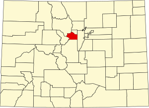 Map of Colorado highlighting Clear Creek County