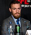 Conor McGregor speaking at a press conference in 2015