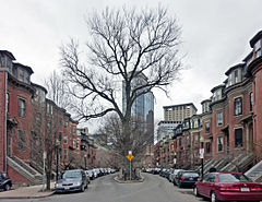 Crowded, narrow residential street