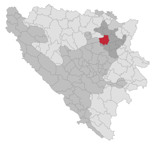 Lage der Gemeinde Lukavac in Bosnien und Herzegowina (anklickbare Karte)