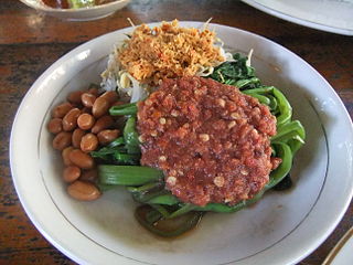 <span class="mw-page-title-main">Plecing kangkung</span> Indonesian spicy water spinach dish