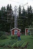 Amateur radio antenna array used for Earth–Moon–Earth communication on 144 MHz. Location Kilafors in central Sweden.