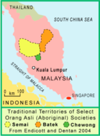 The range of the traditional territories of the Batek people in orange. SemaiMap.png