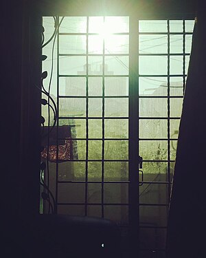 Catching the sun's rays through a window.