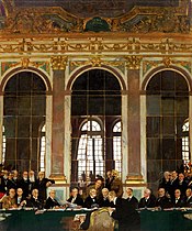 The Signing of Peace in the Hall of Mirrors, Versailles, 28th June 1919 by William Orpen, 1919