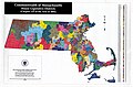 Map of the 160 districts of the Massachusetts House of Representatives apportioned in 2001