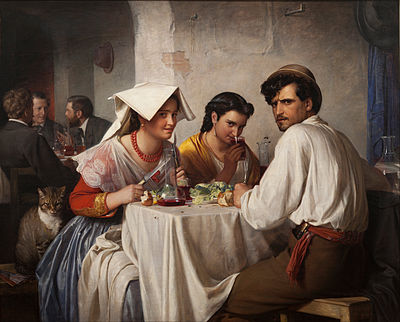 In a Roman Osteria, sebuah lukisan minyak diatas kanvas yang dibuat oleh pelukis Denmark Carl Bloch pada 1866.