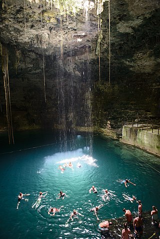 <span class="mw-page-title-main">Cenote</span> Natural pit or sinkhole that exposes groundwater underneath