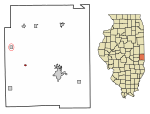 Location of Redmon in Edgar County, Illinois.